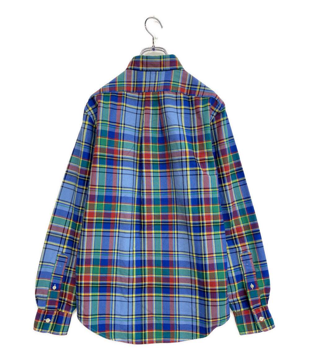 美品 POLO RALPH LAUREN 長袖シャツ CLASSIC FIT PLAID OXFORD BLUE×RED チェック メンズ SIZE S ポロ・ラルフローレン