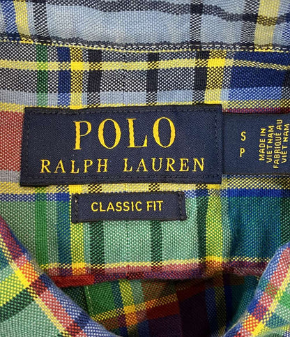 美品 POLO RALPH LAUREN 長袖シャツ CLASSIC FIT PLAID OXFORD BLUE×RED チェック メンズ SIZE S ポロ・ラルフローレン