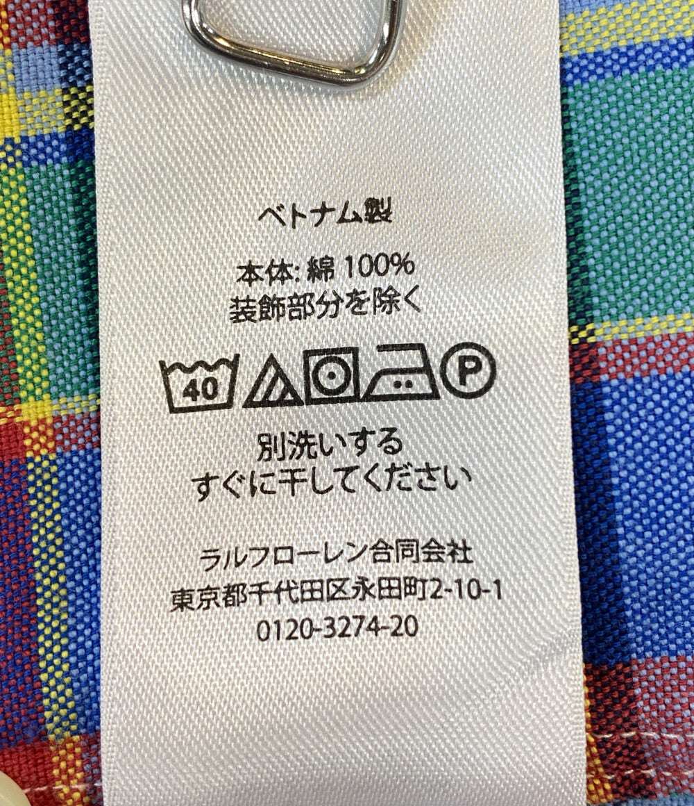 美品 POLO RALPH LAUREN 長袖シャツ CLASSIC FIT PLAID OXFORD BLUE×RED チェック メンズ SIZE S ポロ・ラルフローレン