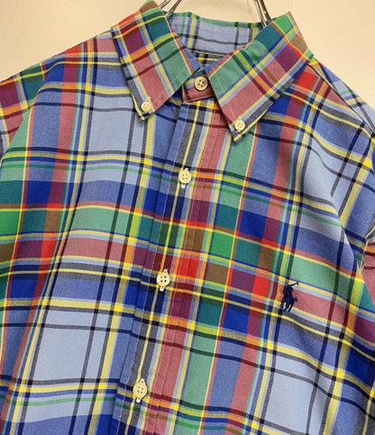美品 POLO RALPH LAUREN 長袖シャツ CLASSIC FIT PLAID OXFORD BLUE×RED チェック メンズ SIZE S ポロ・ラルフローレン