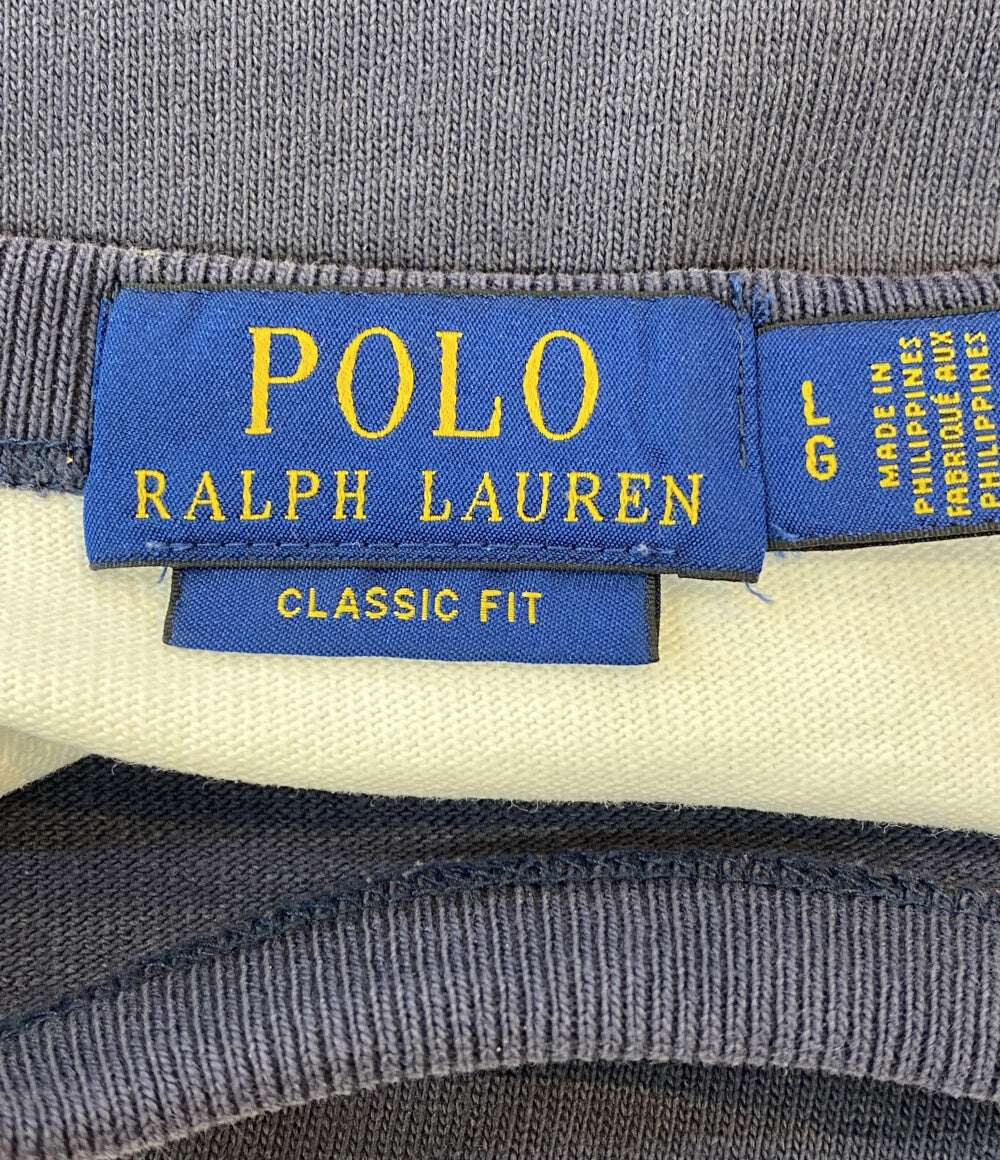POLO RALPH LAUREN 半袖Tシャツ NAVAL RESERVE ワイドボーダー ステンシル 刺繍 メンズ SIZE L ポロ・ラルフローレン