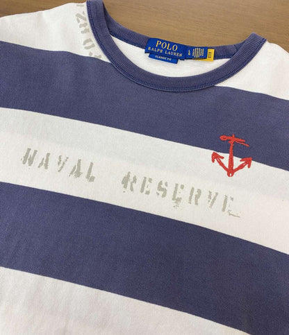 POLO RALPH LAUREN 半袖Tシャツ NAVAL RESERVE ワイドボーダー ステンシル 刺繍 メンズ SIZE L ポロ・ラルフローレン