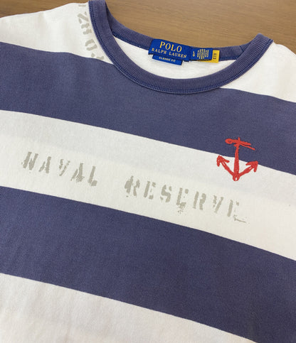 POLO RALPH LAUREN 半袖Tシャツ NAVAL RESERVE ワイドボーダー ステンシル 刺繍 メンズ SIZE L ポロ・ラルフローレン