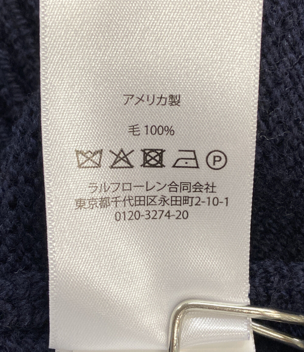 POLO RALPH LAUREN モノグラム ウール セーター USA製 ネイビー メンズ SIZE L ポロ・ラルフローレン