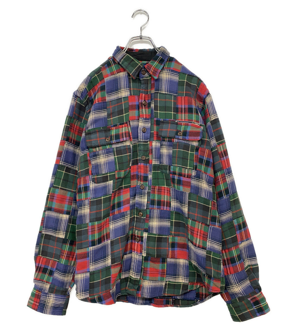 美品 POLO RALPH LAUREN スエードパッチ ワークシャツ クラシック フィット チェック メンズ SIZE M ポロ・ラルフローレン