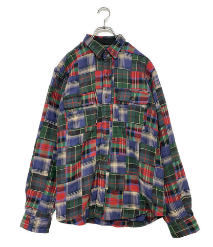 美品 POLO RALPH LAUREN スエードパッチ ワークシャツ クラシック フィット チェック メンズ SIZE M ポロ・ラルフローレン