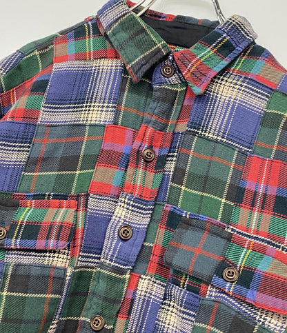 美品 POLO RALPH LAUREN スエードパッチ ワークシャツ クラシック フィット チェック メンズ SIZE M ポロ・ラルフローレン
