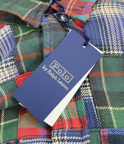 美品 POLO RALPH LAUREN スエードパッチ ワークシャツ クラシック フィット チェック メンズ SIZE M ポロ・ラルフローレン