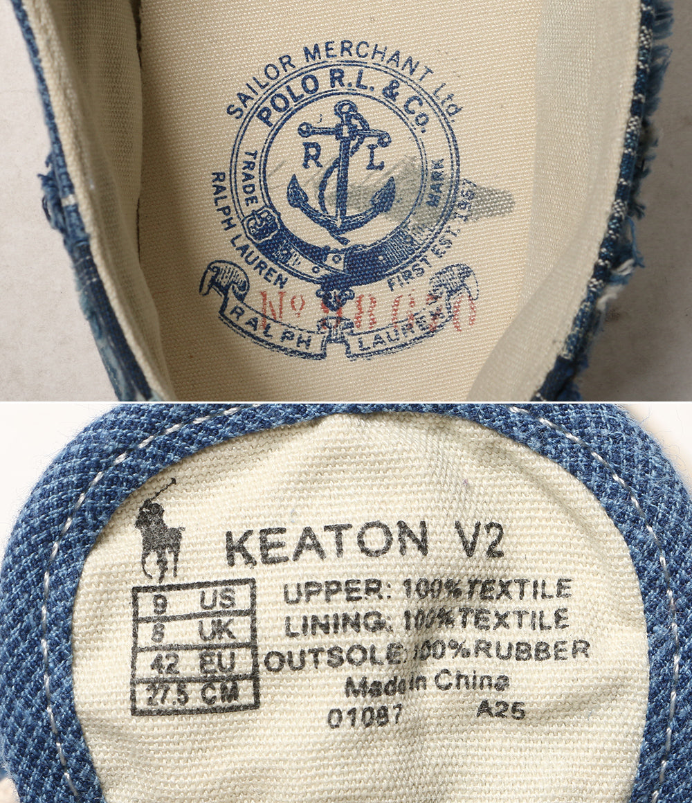 POLO RALPH LAUREN スニーカー デッキ パッチワーク INDIGO US9 メンズ SIZE 27.5cm ポロ・ラルフローレン