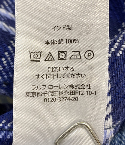 POLO RALPH LAUREN ネルシャツ パッチワーク ネイティブ柄 BLUE チン&マチ付 メンズ SIZE XL ポロ・ラルフローレン
