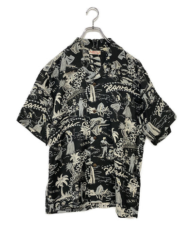 SUN SURF アロハシャツ 総柄 ブラックベース SS37474 日本製 メンズ SIZE L