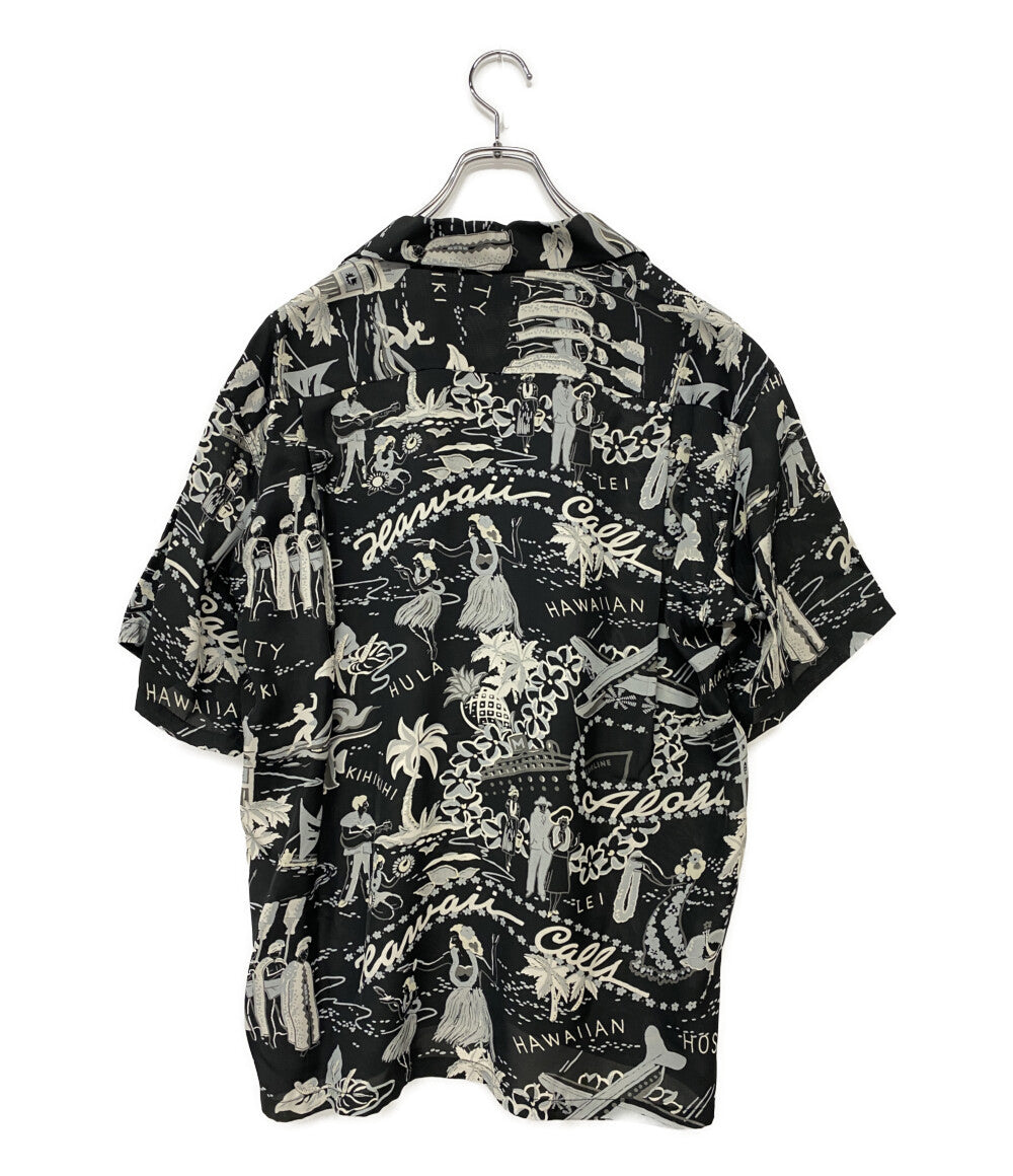SUN SURF アロハシャツ 総柄 ブラックベース SS37474 日本製 メンズ SIZE L