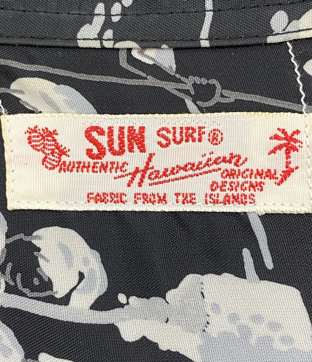 SUN SURF アロハシャツ 総柄 ブラックベース SS37474 日本製 メンズ SIZE L