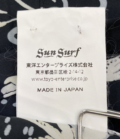 SUN SURF アロハシャツ 総柄 ブラックベース SS37474 日本製 メンズ SIZE L