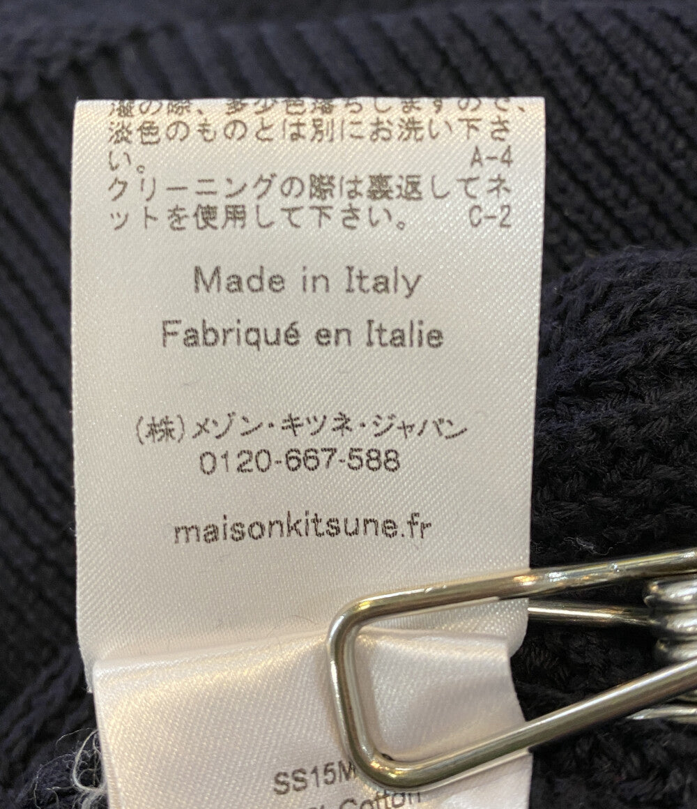 MAISON KITSUNE ニット KMM-0522-A カギ編み 横編み ネイビー メンズ SIZE L メゾンキツネ