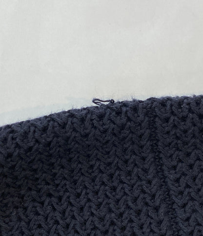 MAISON KITSUNE ニット KMM-0522-A カギ編み 横編み ネイビー メンズ SIZE L メゾンキツネ