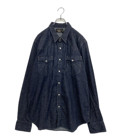 美品 RRL RALPH LAUREN 長袖シャツ スリム フィット デニム ウエスタン シャツ リンス メンズ SIZE XL ダブルアールエル
