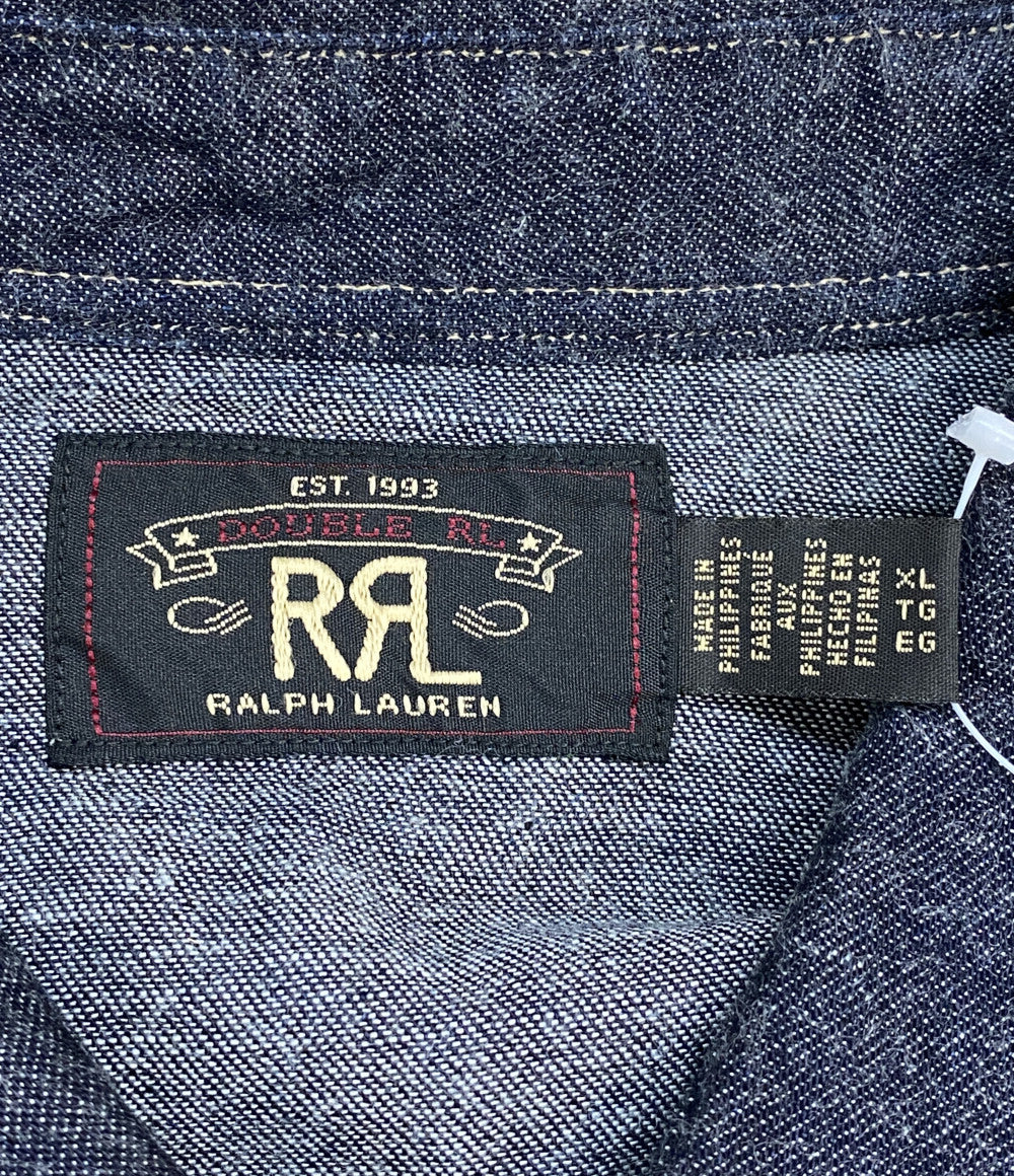 美品 RRL RALPH LAUREN 長袖シャツ スリム フィット デニム ウエスタン シャツ リンス メンズ SIZE XL ダブルアールエル