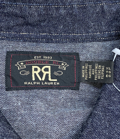 美品 RRL RALPH LAUREN 長袖シャツ スリム フィット デニム ウエスタン シャツ リンス メンズ SIZE XL ダブルアールエル