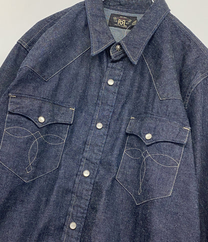 美品 RRL RALPH LAUREN 長袖シャツ スリム フィット デニム ウエスタン シャツ リンス メンズ SIZE XL ダブルアールエル