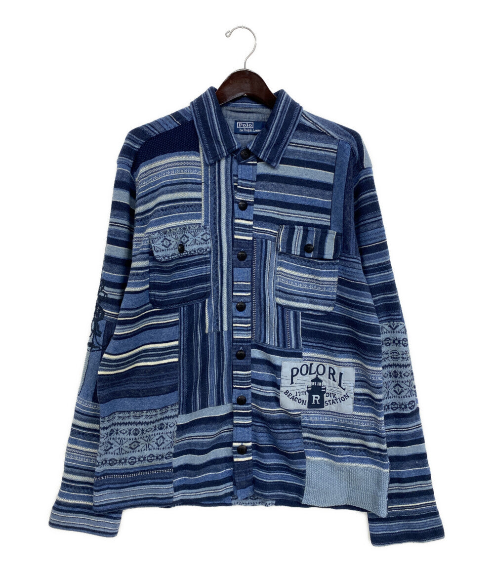 POLO RALPH LAUREN カーディガン パッチワーク コットンリネン メンズ SIZE L ポロ・ラルフローレン