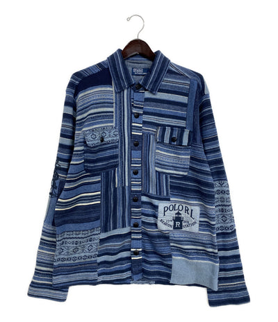 POLO RALPH LAUREN カーディガン パッチワーク コットンリネン メンズ SIZE L ポロ・ラルフローレン
