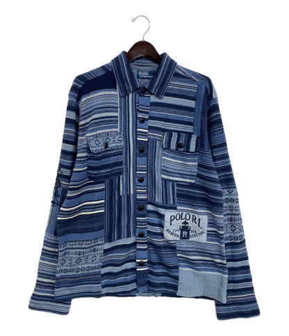 POLO RALPH LAUREN カーディガン パッチワーク コットンリネン メンズ SIZE L ポロ・ラルフローレン