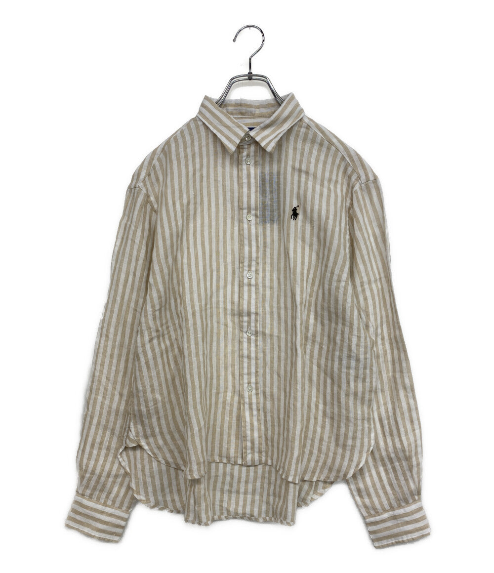 美品 POLO RALPH LAUREN ワイド クロップド ギンガム リネン シャツ 26SS レディース SIZE S ポロ・ラルフローレン