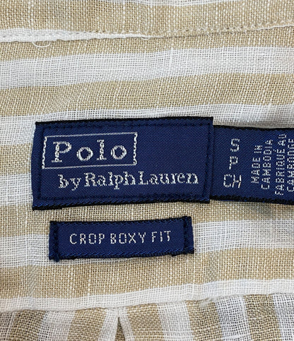 美品 POLO RALPH LAUREN ワイド クロップド ギンガム リネン シャツ 26SS レディース SIZE S ポロ・ラルフローレン