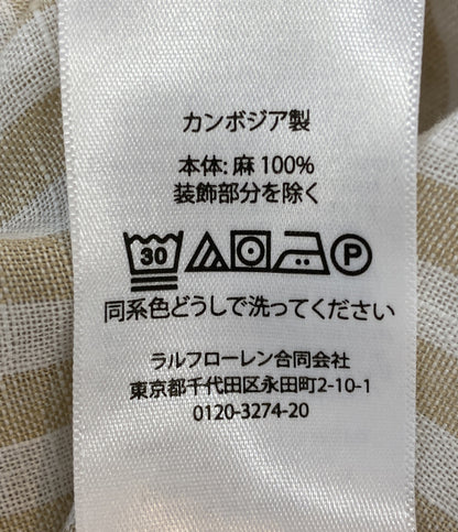 美品 POLO RALPH LAUREN ワイド クロップド ギンガム リネン シャツ 26SS レディース SIZE S ポロ・ラルフローレン