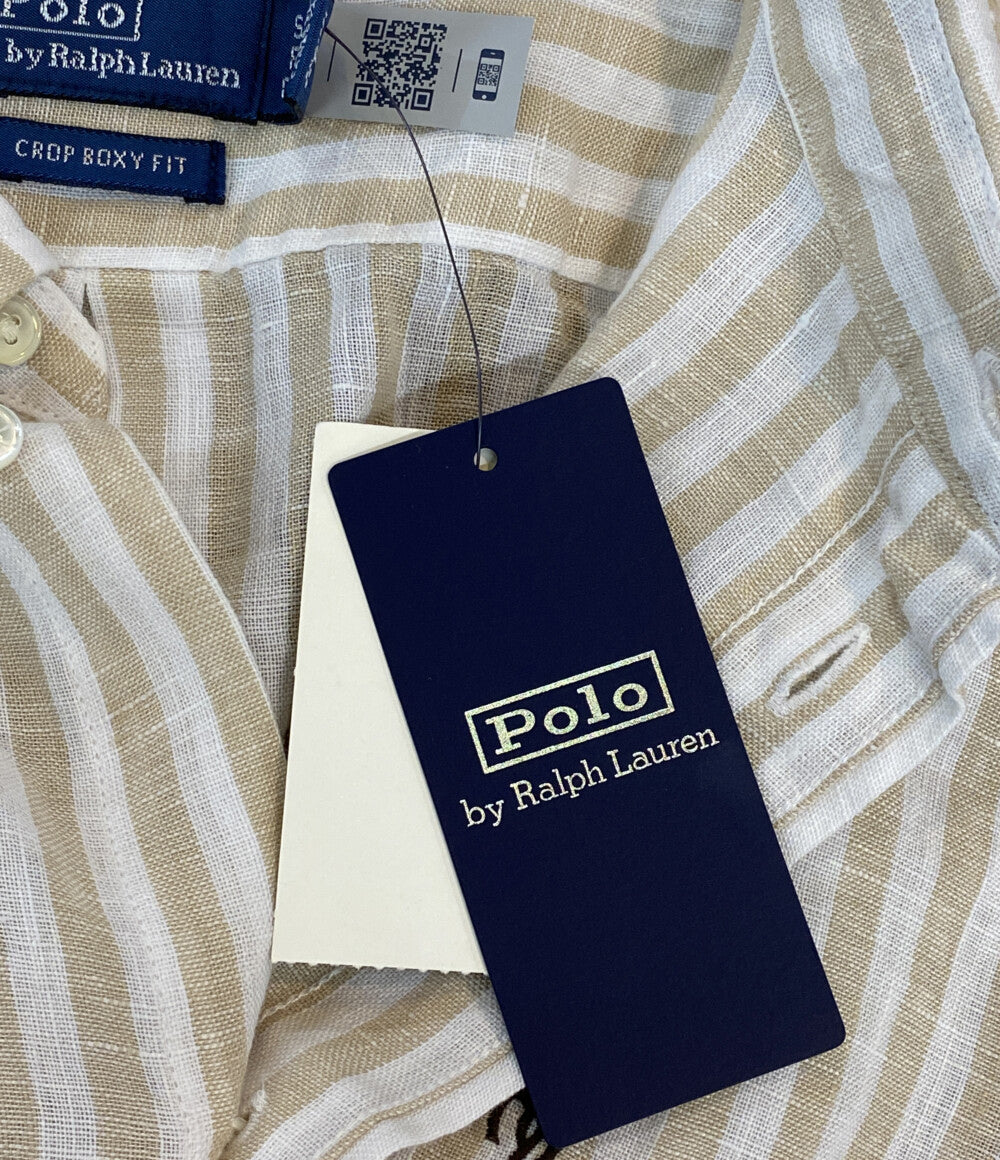美品 POLO RALPH LAUREN ワイド クロップド ギンガム リネン シャツ 26SS レディース SIZE S ポロ・ラルフローレン