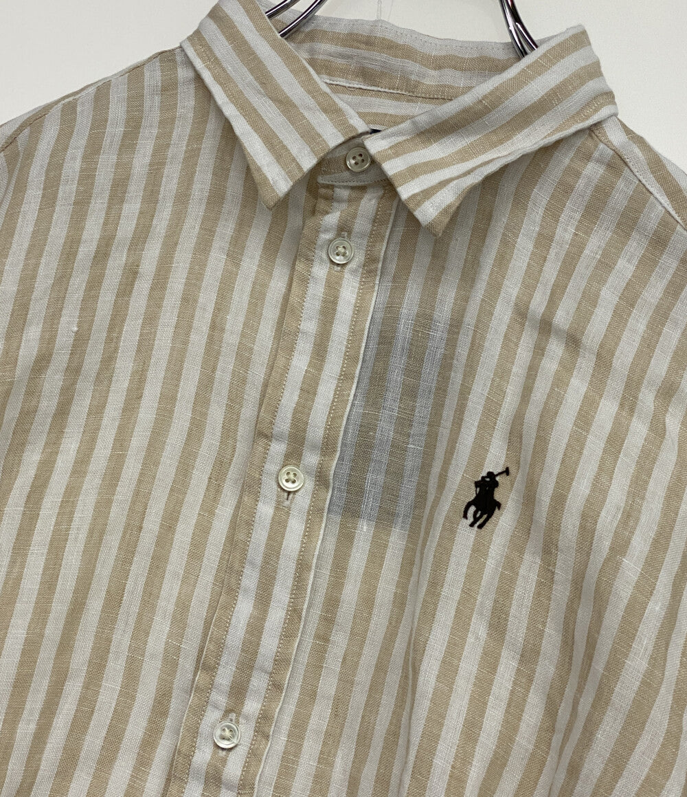 美品 POLO RALPH LAUREN ワイド クロップド ギンガム リネン シャツ 26SS レディース SIZE S ポロ・ラルフローレン