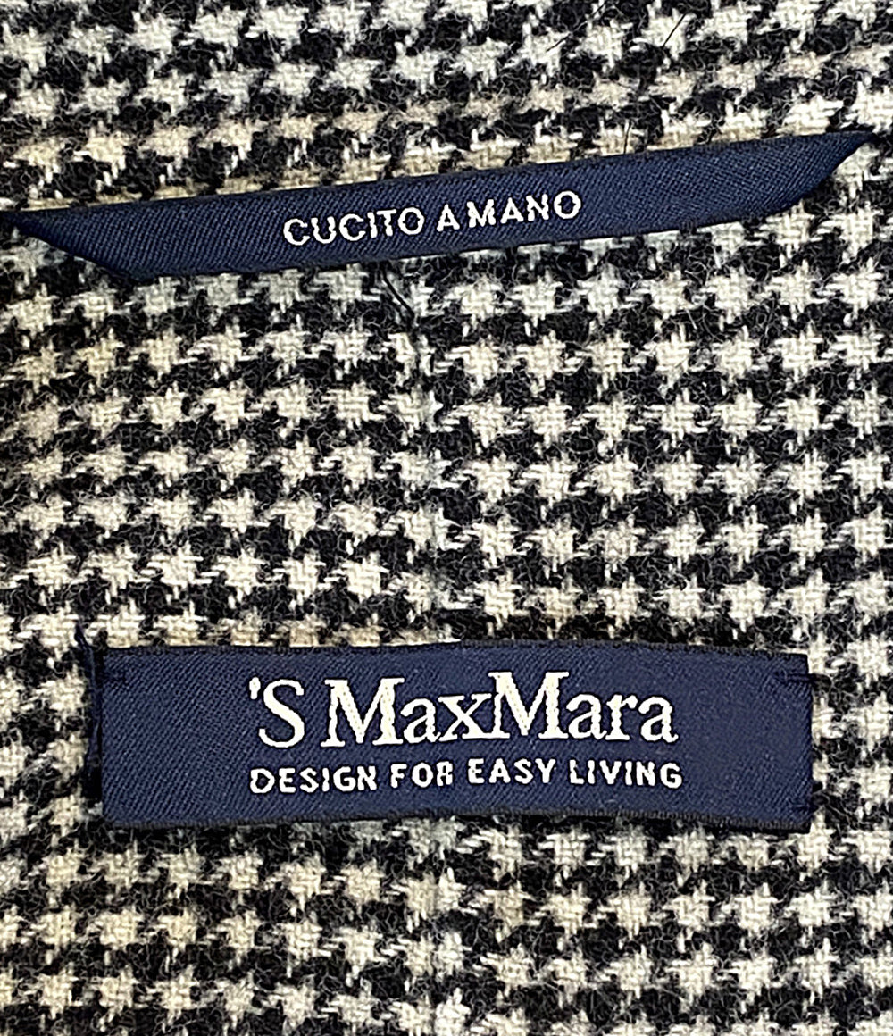 S MAX MARA DESIGN FOR EASY LIVING コート CUCITO AMANO HANDMEDE 千鳥格子 レディース SIZE 40 エスマックスマーラ