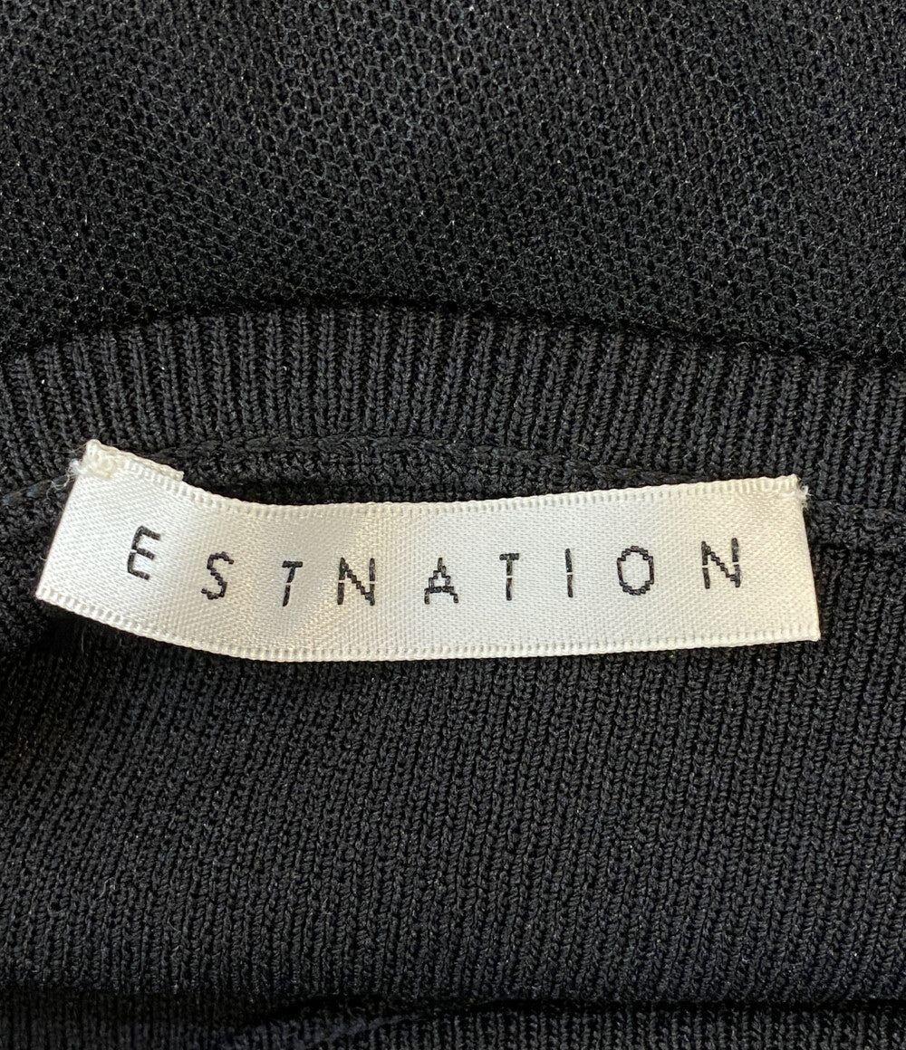ESTNATION ノースリーブニット 22-109-12-060212 ブラック チュール レディース SIZE F エストネーション