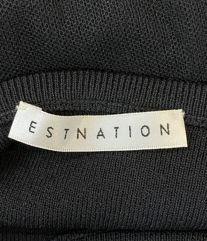 ESTNATION ノースリーブニット 22-109-12-060212 ブラック チュール レディース SIZE F エストネーション