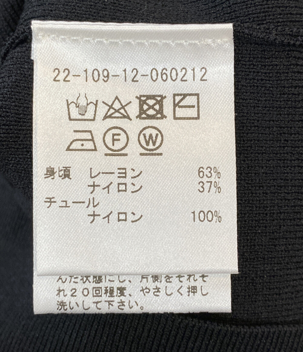 ESTNATION ノースリーブニット 22-109-12-060212 ブラック チュール レディース SIZE F エストネーション