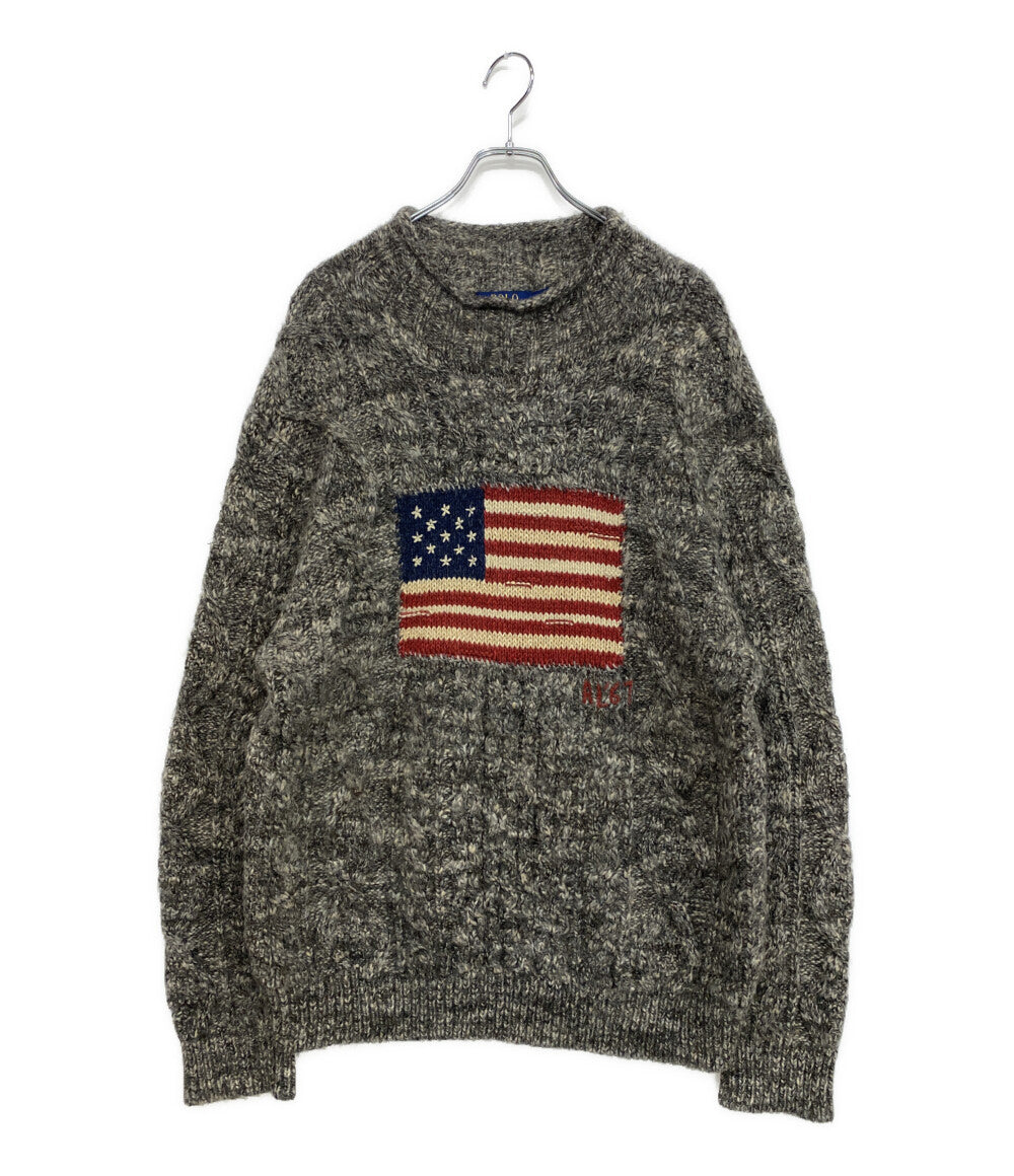 POLO RALPH LAUREN ニット フラッグ アルパカブレンド タートルネック ミックス メンズ SIZE XL ポロ・ラルフローレン