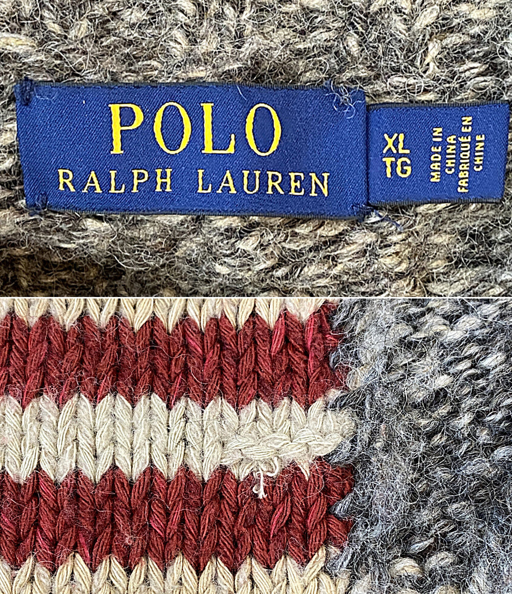 POLO RALPH LAUREN ニット フラッグ アルパカブレンド タートルネック ミックス メンズ SIZE XL ポロ・ラルフローレン