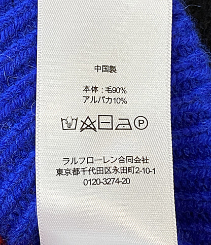 美品 POLO RALPH LAUREN ニット STRIPED ARAN-KNIT WOOL BLEND SW メンズ SIZE L ポロ・ラルフローレン