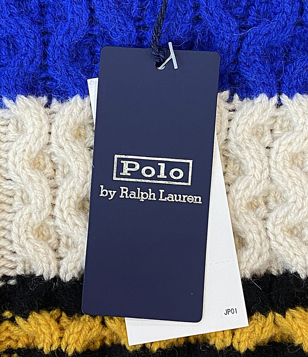 美品 POLO RALPH LAUREN ニット STRIPED ARAN-KNIT WOOL BLEND SW メンズ SIZE L ポロ・ラルフローレン