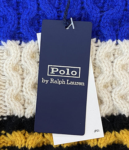 美品 POLO RALPH LAUREN ニット STRIPED ARAN-KNIT WOOL BLEND SW メンズ SIZE L ポロ・ラルフローレン