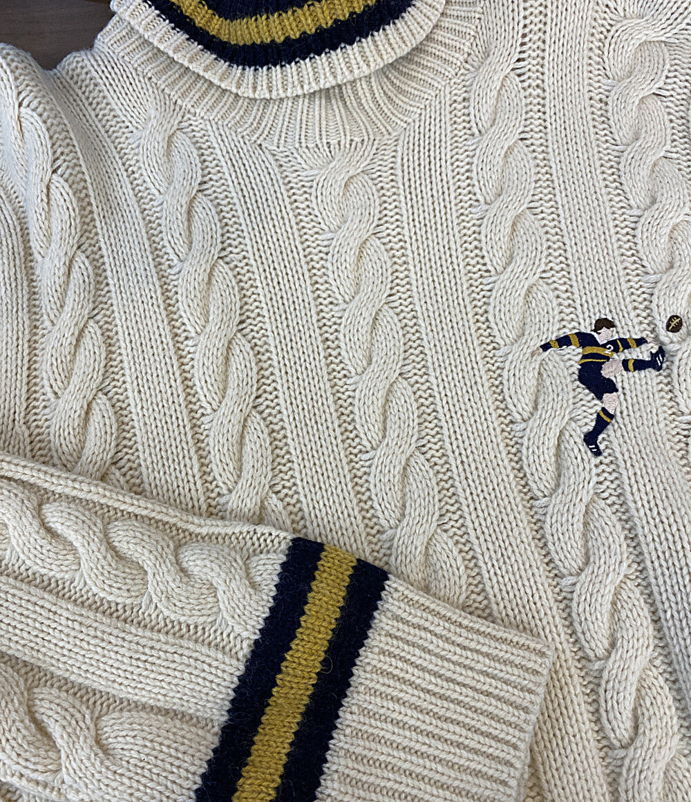 美品 POLO RALPH LAUREN ニット CABLE KNIT WOOL BLEND TURTLENECK SW メンズ SIZE L ポロ・ラルフローレン