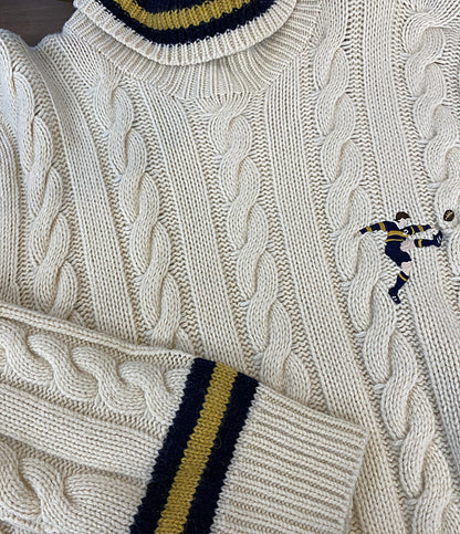 美品 POLO RALPH LAUREN ニット CABLE KNIT WOOL BLEND TURTLENECK SW メンズ SIZE L ポロ・ラルフローレン