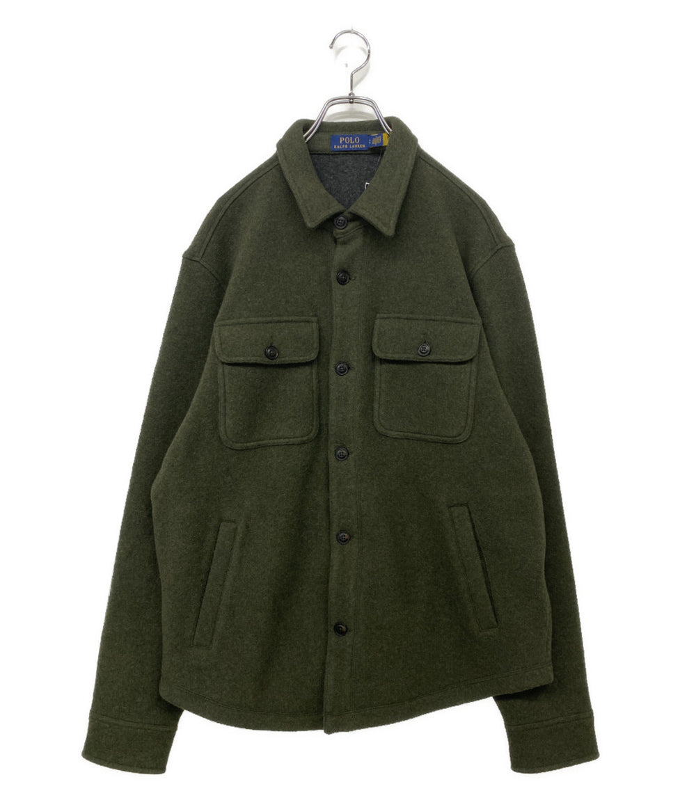 美品 POLO RALPH LAUREN ダブルフェイスド ウールブレンド シャツジャケット OLIVE メンズ SIZE L ポロ・ラルフローレン