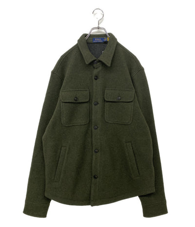 美品 POLO RALPH LAUREN ダブルフェイスド ウールブレンド シャツジャケット OLIVE メンズ SIZE L ポロ・ラルフローレン
