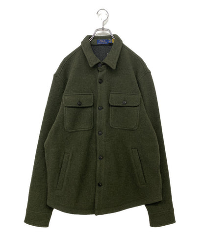美品 POLO RALPH LAUREN ダブルフェイスド ウールブレンド シャツジャケット OLIVE メンズ SIZE L ポロ・ラルフローレン