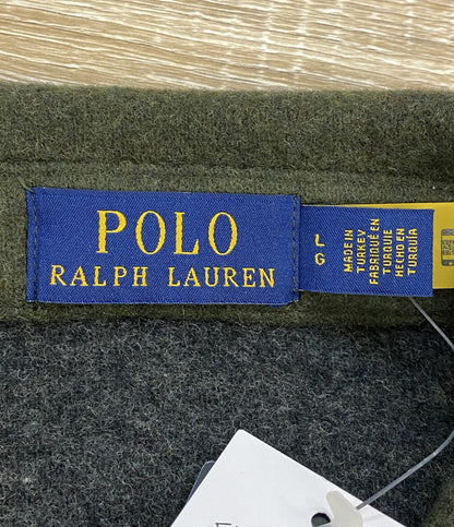 美品 POLO RALPH LAUREN ダブルフェイスド ウールブレンド シャツジャケット OLIVE メンズ SIZE L ポロ・ラルフローレン