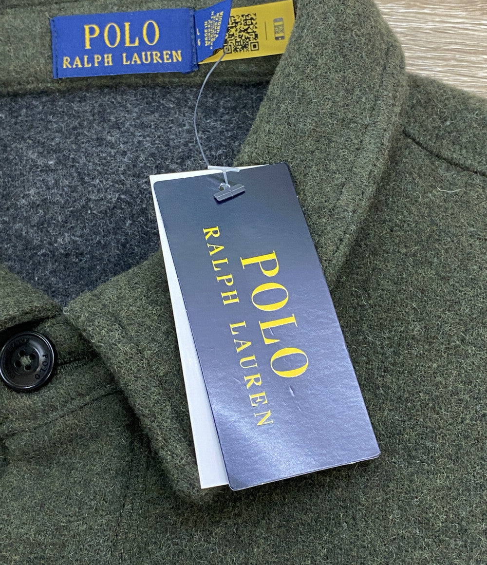 美品 POLO RALPH LAUREN ダブルフェイスド ウールブレンド シャツジャケット OLIVE メンズ SIZE L ポロ・ラルフローレン