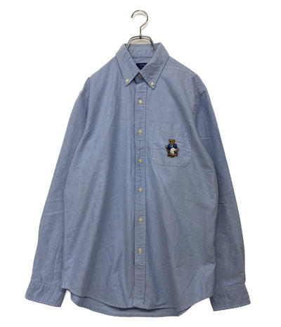 美品 POLO RALPH LAUREN 長袖シャツ CLASSIC FIT POLO BEAR OXFORD SHIRT SAX メンズ SIZE L ポロ・ラルフローレン