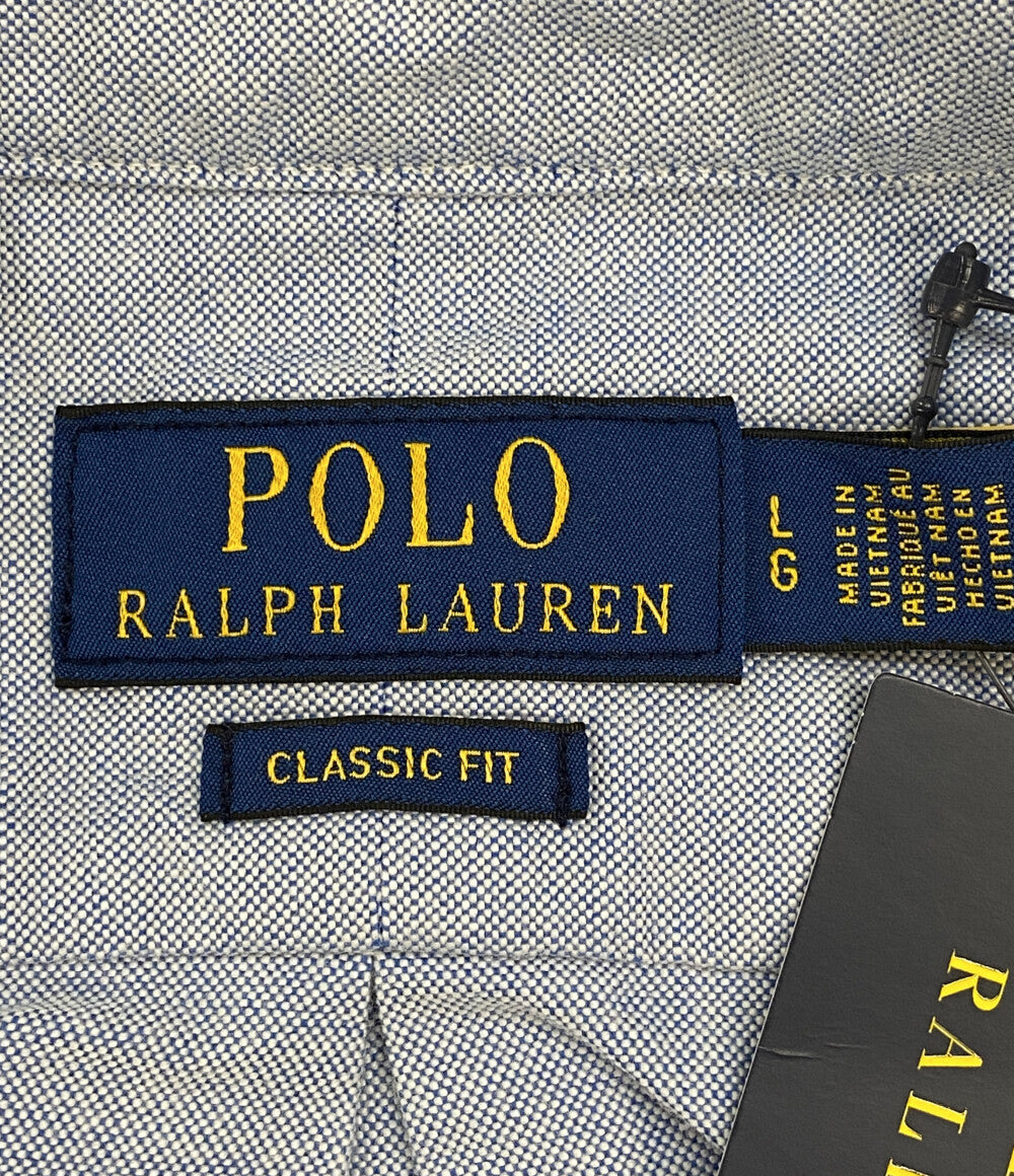 美品 POLO RALPH LAUREN 長袖シャツ CLASSIC FIT POLO BEAR OXFORD SHIRT SAX メンズ SIZE L ポロ・ラルフローレン